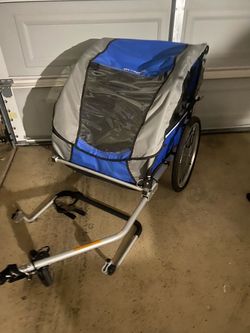Blue and Gray Child Bike Trailer