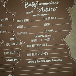 A Set Of 10pcs Bear Card Baby Shower Games 