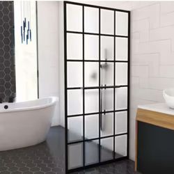 DreamLine Rhone 34 in. W x 72 in. H Frameless Shower Screen in Matte Black