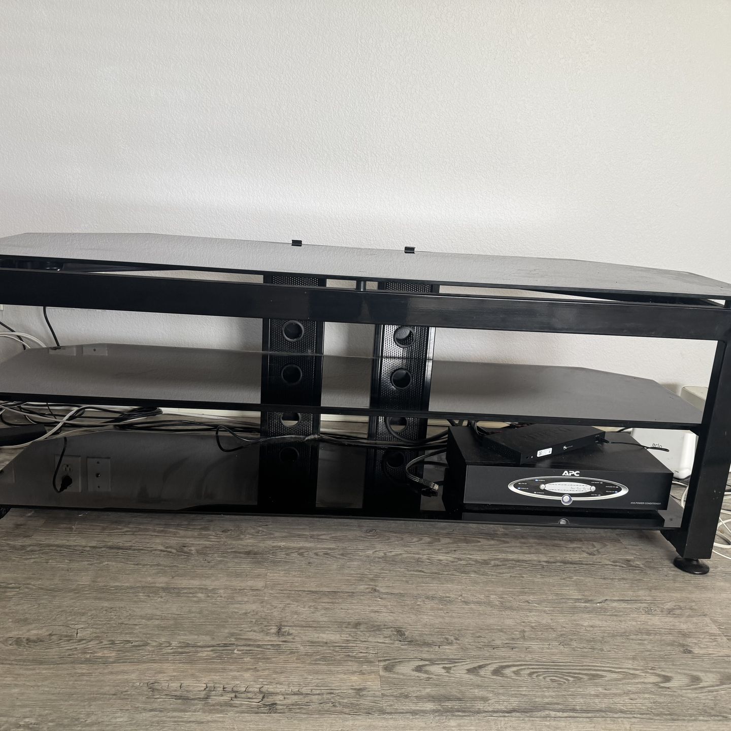 Tv stand black glass 3 tiers