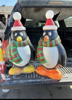 Blow Mold Vintage  Plastics Lighted Christmas Penguin