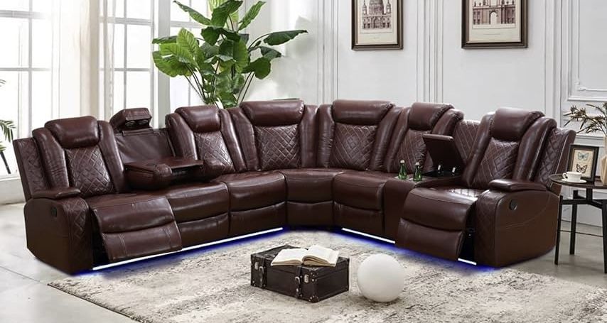 🌼FREE DELIVERY🌼Brand New Brown Reclining Sectional Sofa Couch
