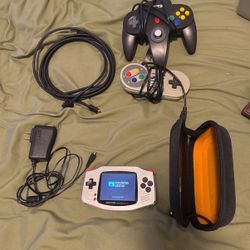 Modded Gameboy advanced W/ Sega/N64 Controllers, HDMI Adapter.