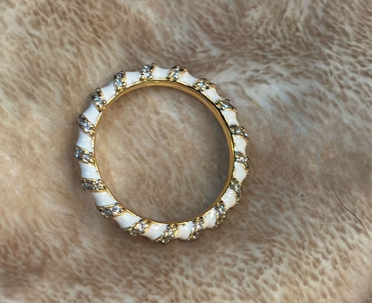 Gold Plated 925 White Striped CZ Ring