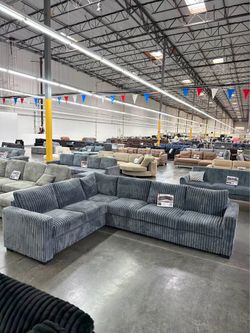 Grey Jumbo cordout section sofa new