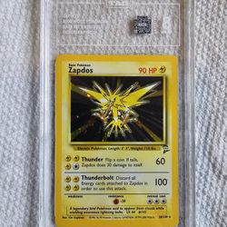 Zapdos Base Set 2 HOLO Tag Grade 8