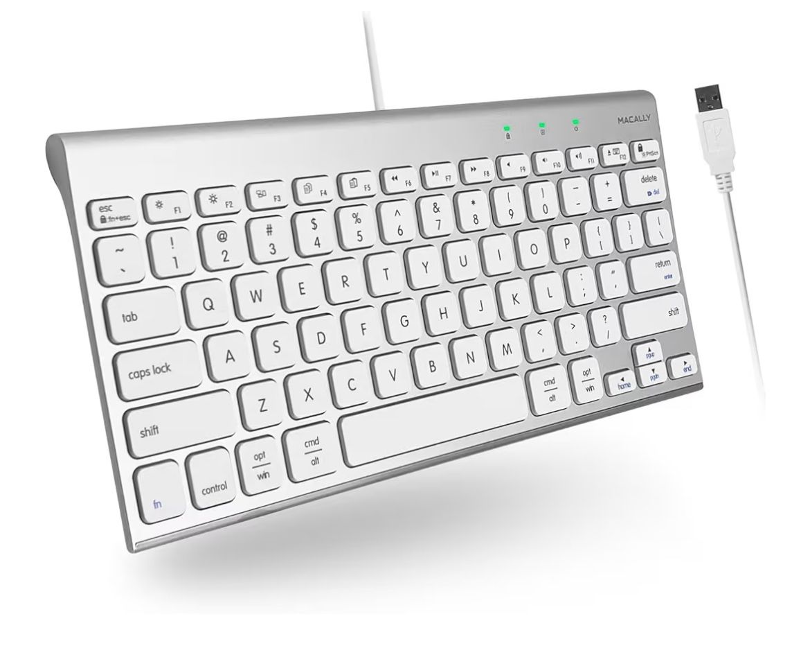 Macally Wired Keyboard for Mac | Compatible Apple Keyboard (78 Keys, Plug and Play USB) Compatible with MacBook Pro/Air, iMac, Mac mini/Pro, Laptop, C