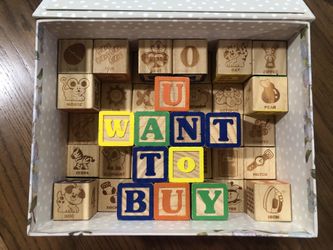 Wooden Blocks In Decorative Storage Box