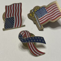 3 American flag pins