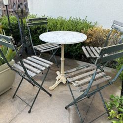 Antique French bistro table And 4 Chairs 