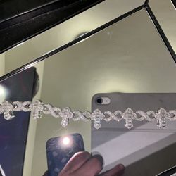 Silver 925 Special Infiniti Cuban Cut Cross Moissinate 925 Silver Bracelet 