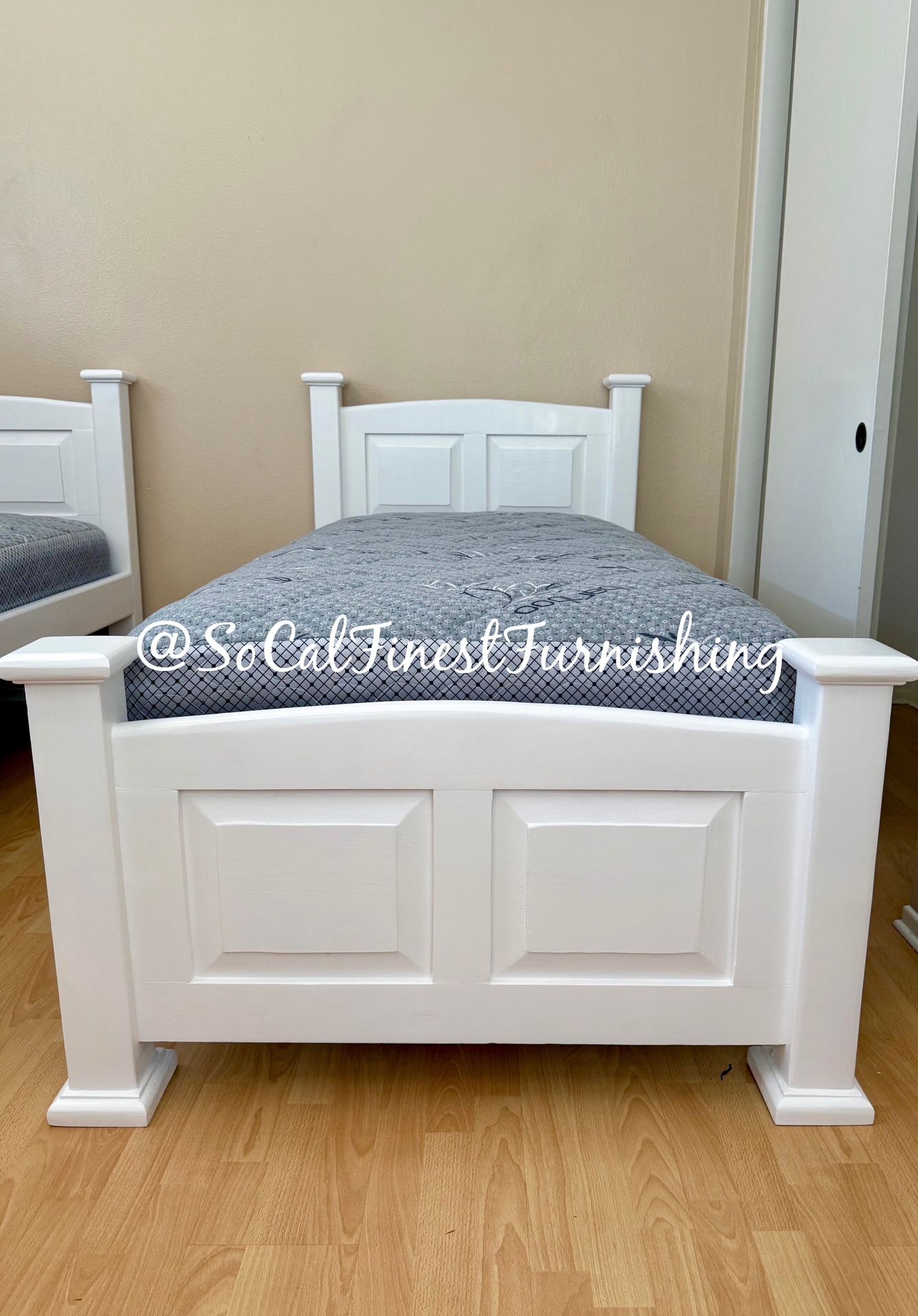 White Twin Bed With Mattress