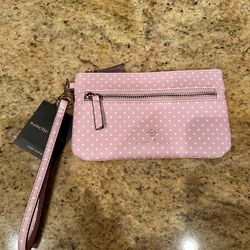 Brand New Pink Polka Dot Wristlet Purse, Small Handbag Pocketbook