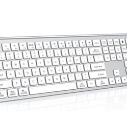 New Bluetooth Keyboard, Multi Device 3-in-1 Rechargeable Wireless Keyboard Quiet Slim Full Size
