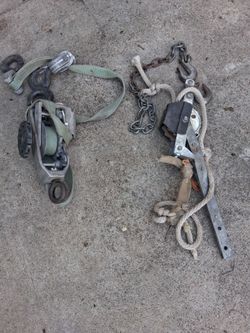 Ratchet Strap and Block and Tackle Pulley Set