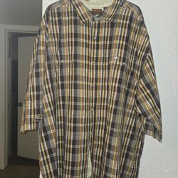 Mecca 1984 plaid oversized shirt in brown and yellow