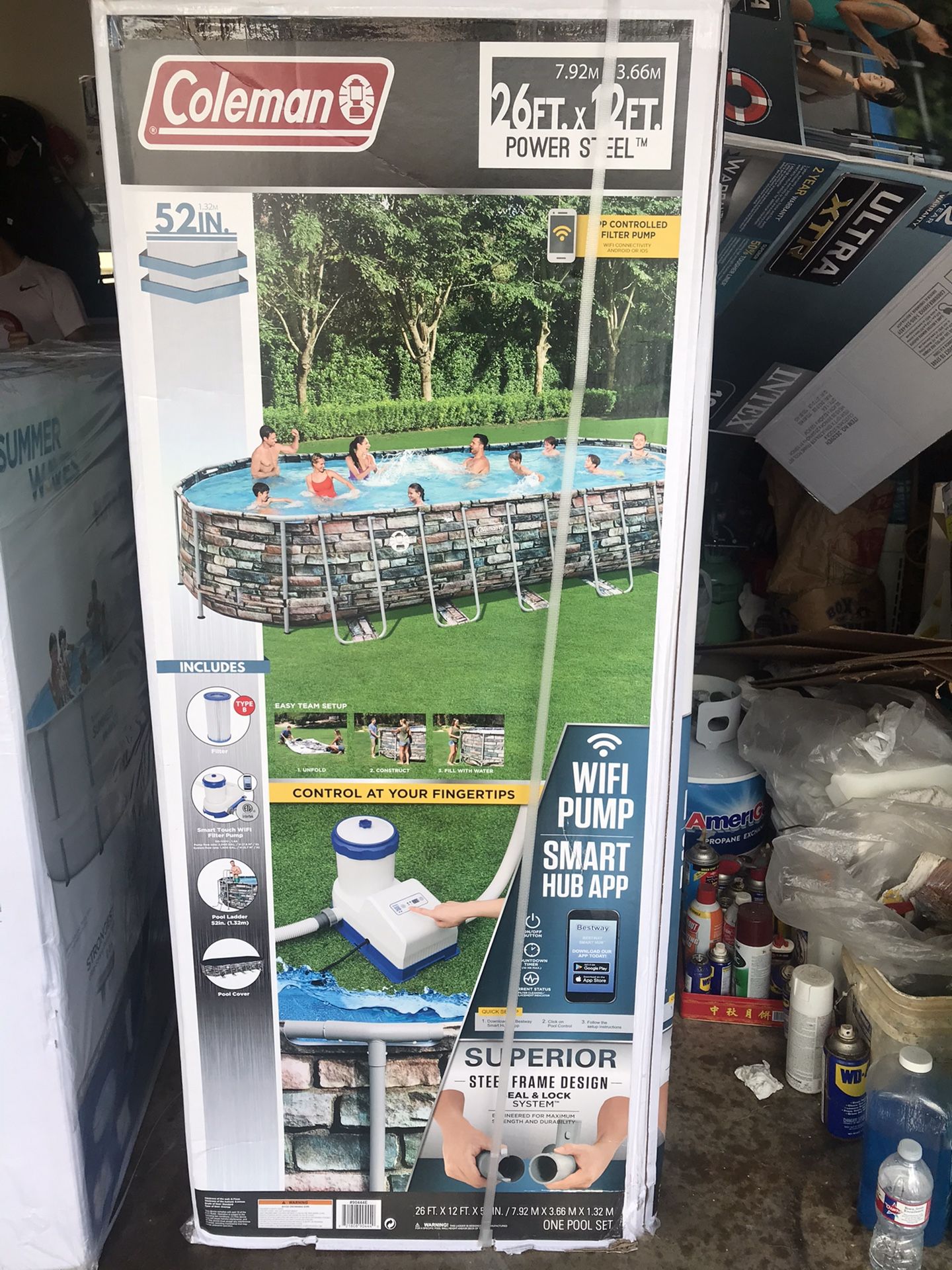 Coleman 26' x 52" Power Steel Oval Above Ground Pool Set with WiFi Pump