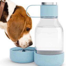 Asobu Dog Bowl Bottle Lite-Tritan Blue Water Bottle w/Silicone Bowl New With box