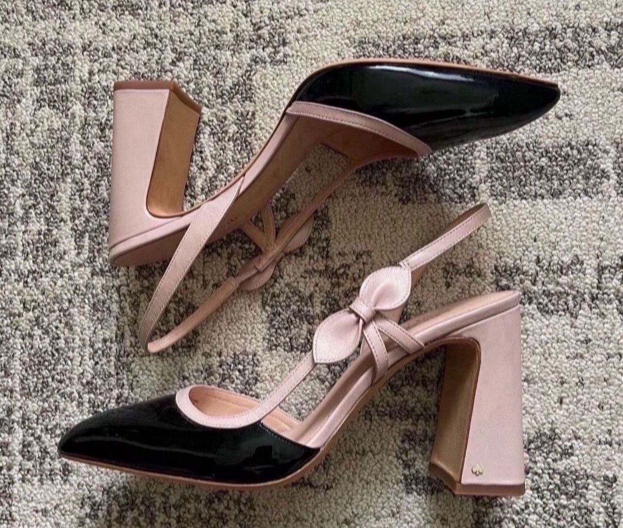 Kate Spade Adelaide Pumps slingback beige black Size 9.5