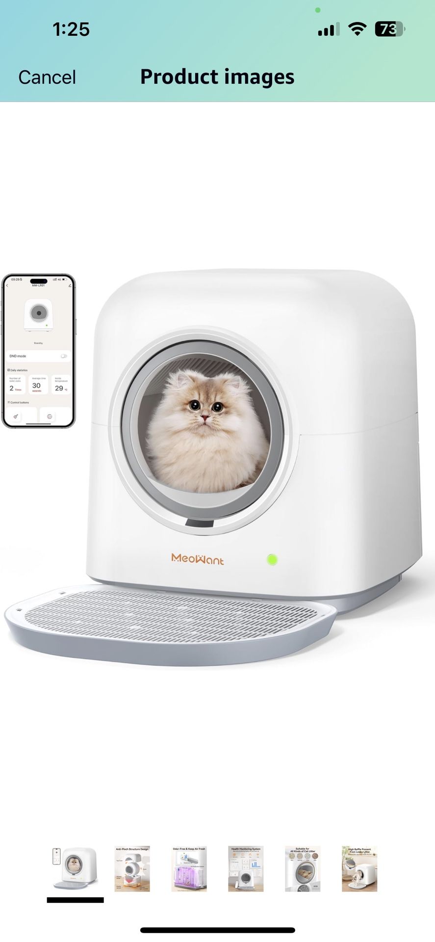 MeoWant Self Cleaning Cat Litter Box, Fully Enclosed Automatic Litter Box  for Multi Cats, Ultra Safe/APP Control/Odor Removal Smart Cat Litter Box wit
