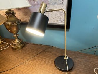 Black & Brass Adjustable Modern Arched Table Lamp