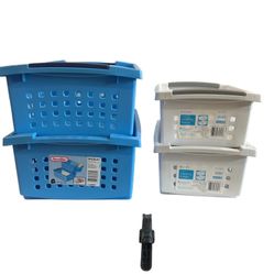 2 Sets Sterilite Plastic Stacking/Nesting Storage Baskets $6 a set or $10 for all