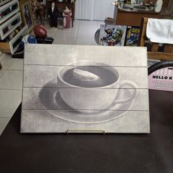 " Whale In A Teacup " By Terry Fan, Painted On Thick Solid Wood Slats Wall Art 20" X 14"