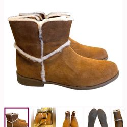 UGG Coletta Boots Chestnut Suede Ankle Side Zipper Size 1 Girls