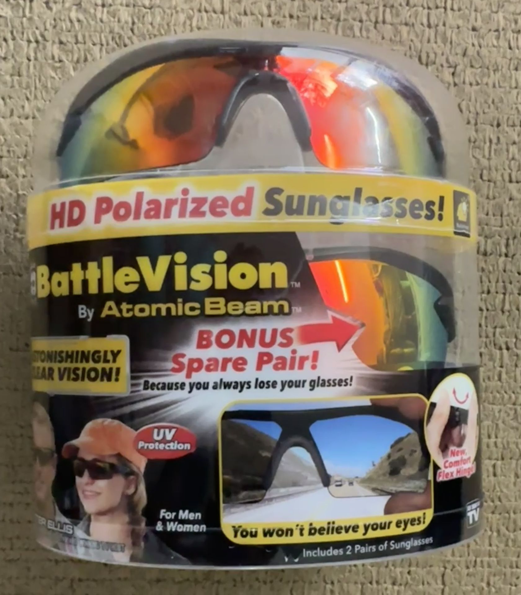 New BattleVision Sunglasses, As Seen On TV, HD Polarized Glasses, 2 Pairs