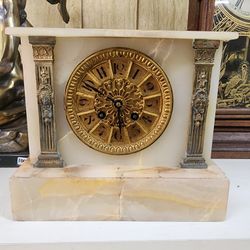 Antique French Japy Freres Marble Mantle Clock
