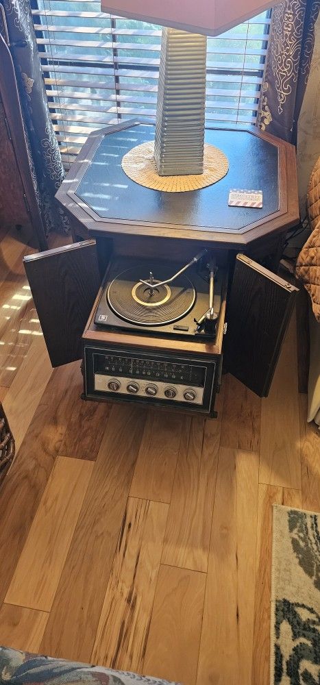 End Table w/ Stereo & Record Player Approx 100yrs Old