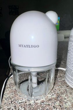 MYAYLYGO Electric Food Chopper White Push Function with Container Lid Blade