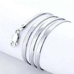 20" Solid .925 Sterling Silver Stamped Herringbone Necklace 4mm Unisex Jewelry 