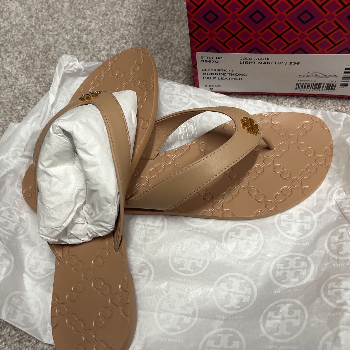 Tory burch women's sales leather monroe thong sandals