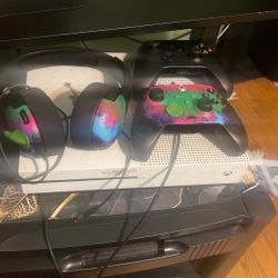Xbox One S And Original Controller With Additional Gaming, Controller with Paddles , And Headset 
