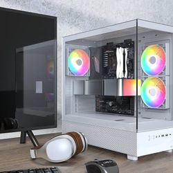 Montech XR-W ATX Mid-Tower Gaming PC case + 3  White Montech Reverse Fans