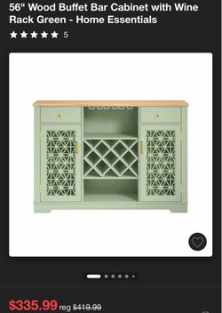 56 in. Wood Buffet Bar Cabinet with Wine Rack