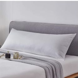 New-White Classic Body Pillowcase  - Breathable T250 Soft Cotton Quality - Non-Zippered Bag Style - Size 20x54.7