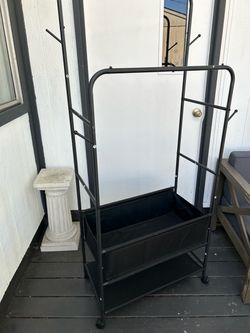 Black Metal Garment Rack with Storage Bin