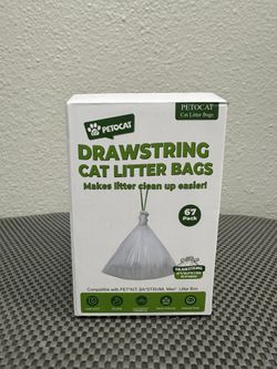 Pack of 67 bags for Petocat cat litter with drawstring.