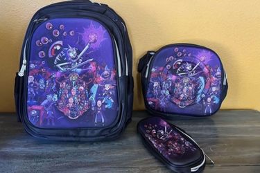  New 3 piece Rick and Morty backpack, lunch bag and pencil pouch 