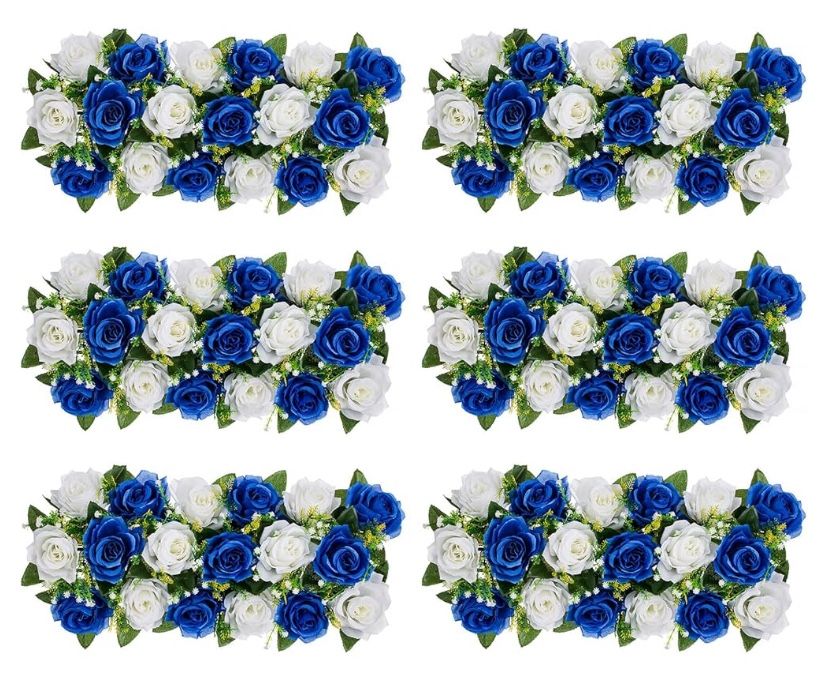 Wedding Dining Table Flower Centerpiece,Silk Flower Wall Panel for Wedding Arch,Various Styles Fake Flowers with Plastic Base,for Reception,Dining Tab