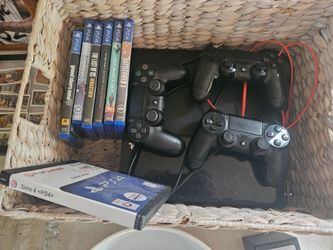 PS4 with games and 3 controllers + Switch controller accessories