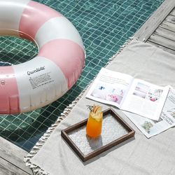 Bundle of 2 NEW Pink Retro Swimming Ring Set - Pink & Cream