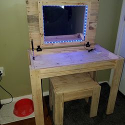 Desk & Stool  with hide away vanity 