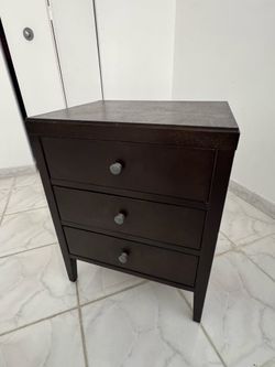 Dark Brown 3-Drawer Bedside Table