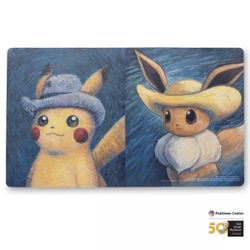 Pikachu Eevee Van Gogh Playmat *BRAND NEW IN HAND* Pokemon Center Exclusive TCG Eeveelutions PC Pokémon Museum Straw Hat Grey Felt