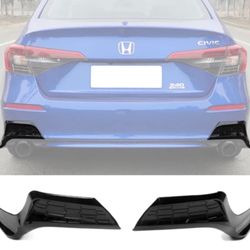 Fits 22-23 Honda Civic Sedan MD Style Rear Bumper Lip Apron Gloss Black 2PCS