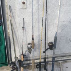 Fishing poles /Reels - Longest is 6'4"" and most are 5' long and have some that I haven't found the top piece yet