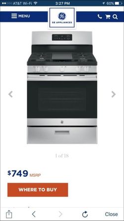 GE 5 burner gas range stove